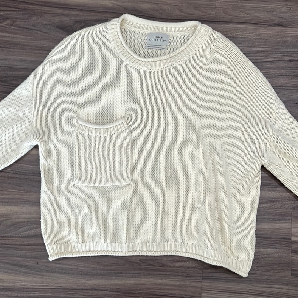 Urban Outfitters Oversized Cream Knit Beach Pullover Sweater